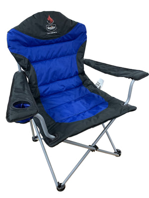 Vanilla Leisure Camp Chair Pro XL (Blue) Folding Outdoor Chair with Heated Seat and Back + Power Bank