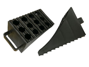Wheel chock with handle, twin pack