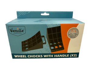 Wheel chock with handle, twin pack
