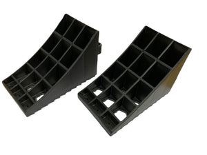 Wheel chock with handle, twin pack