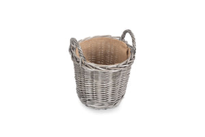 Vanilla Leisure Vanilla Leisure SMALL Round Lined Wicker Planter Basket  - Hessian Lined
