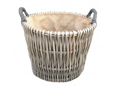 Vanilla Leisure Small Round Grey Log Basket