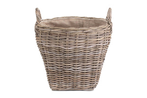 Vanilla Leisure Amphora Rattan Log Basket With Hessian Lining