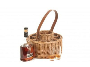 Vanilla Leisure Round Wicker Whisky Celebration Carrier with Cartridge Glasses