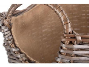 Vanilla Leisure Large Scoop Neck Antique Wash Hessian Lined Basket