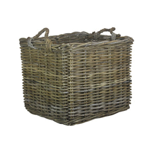Vanilla Leisure Large Square Grey Rattan Log Basket