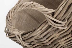 Vanilla Leisure Large Hessian Lined Tall Round Fireside Rattan Log Basket