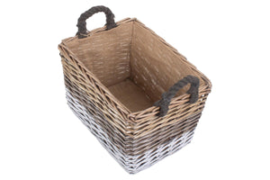 Vanilla Leisure Large Rectangular Triple Tone Chunky Storage Basket With Lining