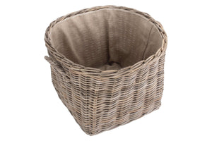 Vanilla Leisure Grand Rattan Hessian Lined Log Basket