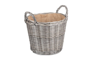 Vanilla Leisure Vanilla Leisure Large Round Lined Wicker Log Basket  - Hessian Lined