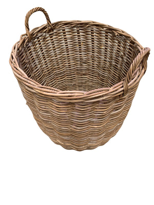 Vanilla Leisure Medium Hessian Tall Round Fireside Rattan Log Basket
