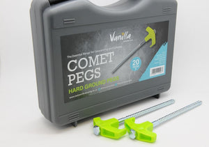 Vanilla Leisure Comet Drill Top Screw Pegs 20 Pack with Free Case for Hard Ground