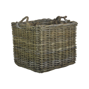 Vanilla Leisure Square Grey Rattan Log Basket Set 3