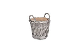 Vanilla Leisure Vanilla Leisure SMALL Round Lined Wicker Planter Basket  - Hessian Lined