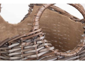Vanilla Leisure Small Scoop Neck Antique Wash Hessian Lined Basket