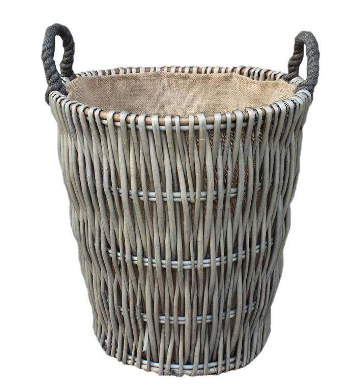 Vanilla Leisure Tall Round Grey Log Basket