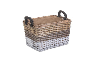 Vanilla Leisure Large Rectangular Triple Tone Chunky Storage Basket With Lining