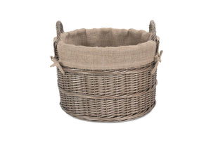 Vanilla Leisure Round Hessian Lined Log Basket