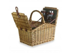 Vanilla Leisure 2 Person Green Tweed Double Lidded Hamper