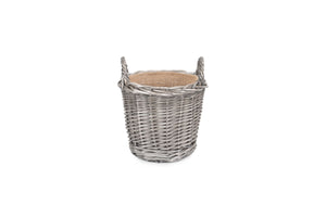 Vanilla Leisure Vanilla Leisure SMALL Round Lined Wicker Planter Basket  - Hessian Lined