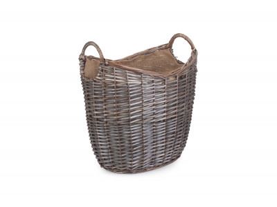 Vanilla Leisure Medium Scoop Neck Antique Wash Hessian Lined Basket