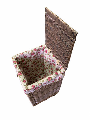 Vanilla Leisure Large Square Laundry Basket With Garden Rose Lining Hand Crafted and Ethically Sourced Materials
