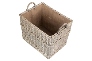 Vanilla Leisure Large Rectangular Lined Wicker Log / Storage Basket