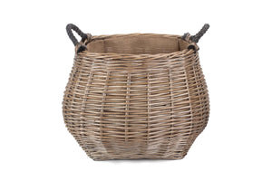 Vanilla Leisure Curve -sided Antique Wash Hessian Lined Log Basket