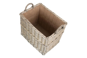 Vanilla Leisure Medium Rectangular Lined Wicker Log / Storage Basket