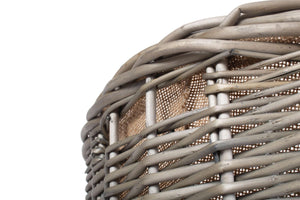 Vanilla Leisure Tapered Round Grey Lined Log Basket with integral handles and Hessian lining - Hand Crafted and Ethically Sourced - Antique wash finish willow.