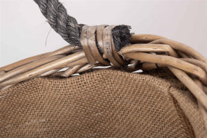 Vanilla Leisure Curve -sided Antique Wash Hessian Lined Log Basket