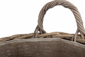 Vanilla Leisure Pot-bellied Hessian Lined Rattan Log Basket