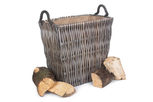 Vanilla Leisure Large Grey Rectangular Log Basket