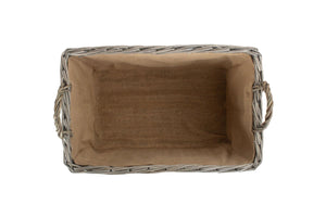 Vanilla Leisure Large Antique Wash Rectangular Hessian Lined Basket