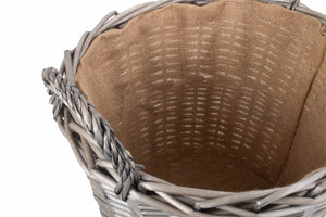 Vanilla Leisure Vanilla Leisure Large Round Lined Wicker Log Basket  - Hessian Lined