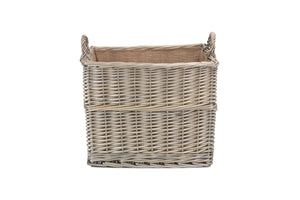 Vanilla Leisure Medium Rectangular Lined Wicker Log / Storage Basket