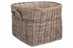 Vanilla Leisure Grand Rattan Hessian Lined Log Basket