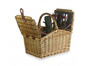 Vanilla Leisure 2 Person Green Tweed Double Lidded Hamper