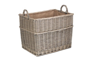 Vanilla Leisure Large Rectangular Lined Wicker Log / Storage Basket