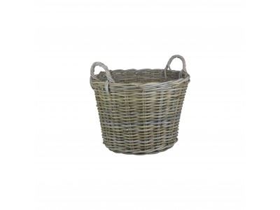 Vanilla Leisure Round Grey Rattan Log Basket