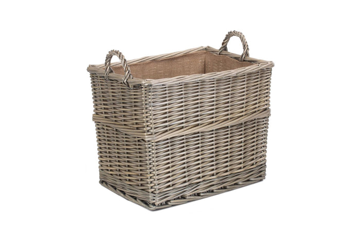 Vanilla Leisure Medium Rectangular Lined Wicker Log / Storage Basket