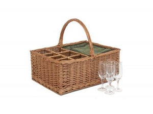 Vanilla Leisure Green Tweed Field Basket With 4 Glasses