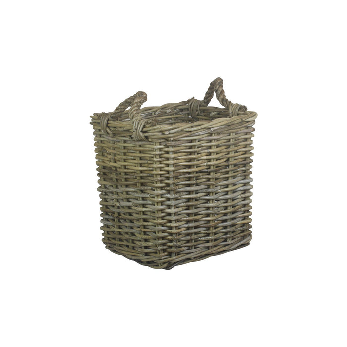 Vanilla Leisure Small Square Grey Rattan Log Basket
