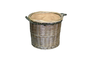 Vanilla Leisure Medium Antique Wash Round Rope Handled Log Basket