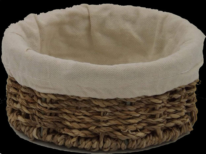 Vanilla Leisure Round Lined Small Seagrass Basket