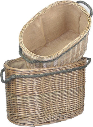 Vanilla Leisure Set 2 Oval Rope Handled Log Baskets