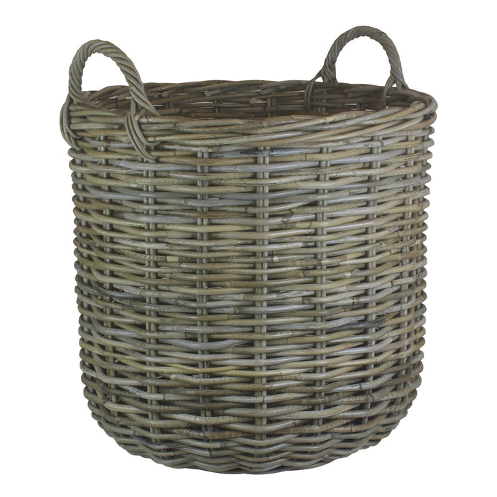 Vanilla Leisure Large Hessian Tall Round Fireside Rattan Log Basket