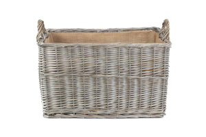 Vanilla Leisure Large Antique Wash Rectangular Hessian Lined Basket