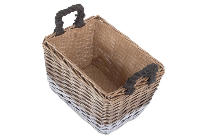 Vanilla Leisure Small Rectangular Triple Tone Chunky Storage Basket