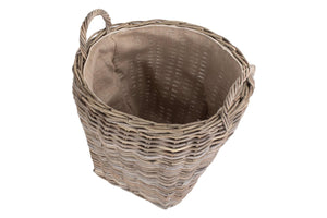 Vanilla Leisure Amphora Rattan Log Basket With Hessian Lining